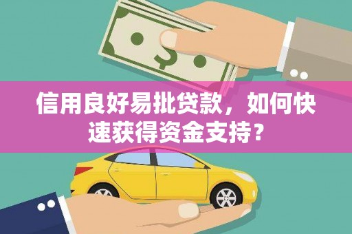 桃江信用良好易批贷款，如何快速获得资金支持？