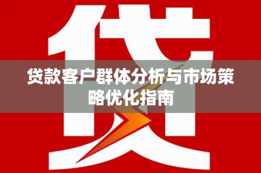 桃江贷款客户群体分析与市场策略优化指南