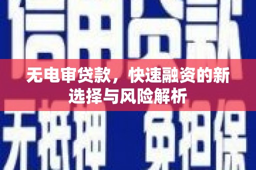 桃江无电审贷款，快速融资的新选择与风险解析