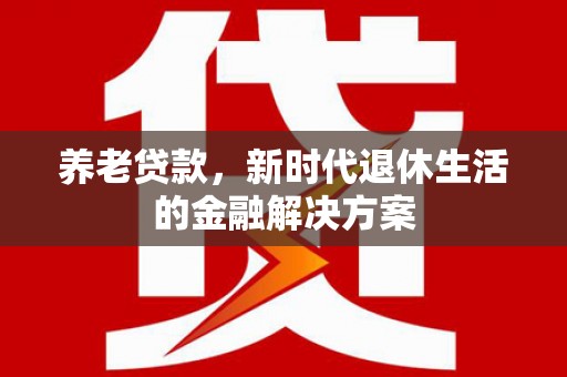 桃江养老贷款，新时代退休生活的金融解决方案