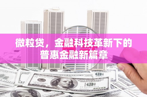 桃江微粒贷，金融科技革新下的普惠金融新篇章